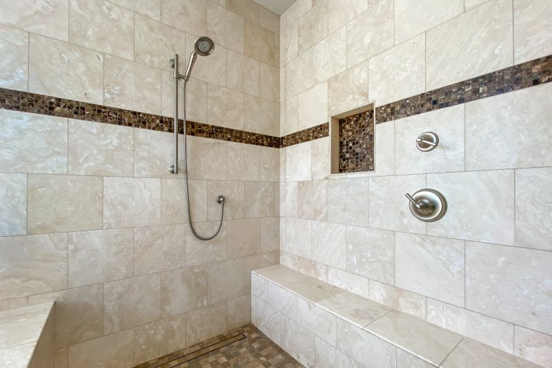 Corner Shower with Built-In Shelves